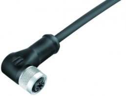 Sensor actuator cable, M12-cable socket, angled to open end, 4 pole, 5 m, PUR, black, 4 A, 79 3534 37 04