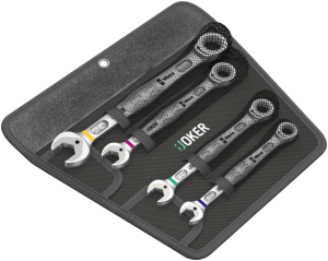 Open-end ratchet wrench kit, 4 pieces with bag, 7/16", 1/2", 9/16", 3/4", 305 mm, 837 g, chromium-vanadium steel, 05073295001