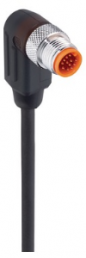 Sensor actuator cable, M12-cable plug, straight to open end, 12 pole, 1 m, PUR, black, 1.5 A, 21571