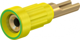 1 mm socket, solder connection, mounting Ø 2.7 mm, yellow/green, 23.1010-20