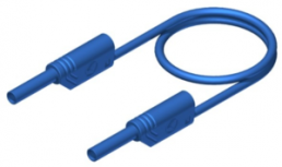 Measuring lead with (2 mm plug, spring-loaded, straight) to (2 mm plug, spring-loaded, straight), 1 m, blue, PVC, 1.0 mm², CAT III