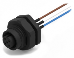 Sensor actuator cable, M12-flange socket, straight to open end, 4 pole, 0.5 m, 5 A, 643421100404