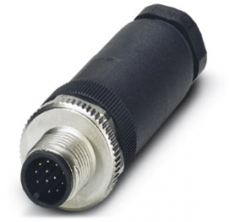 Plug, M12, 12 pole, solder connection, screw locking, straight, 1404419