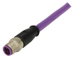 Sensor actuator cable, M12-cable plug, straight to M12-cable socket, straight, 4 pole, 0.3 m, TPE, purple, 21348889487003