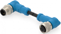 Sensor actuator cable, M12-cable plug, angled to M12-cable socket, angled, 3 pole, 1.5 m, PVC, black, 4 A, T4162214003-003