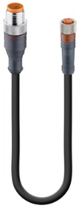Sensor actuator cable, M8-cable plug, straight to M8-cable socket, straight, 3 pole, 3.8 m, PUR, black, 4 A, 8706