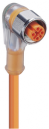 Sensor actuator cable, M12-cable socket, angled to open end, 4 pole, 10 m, PVC, orange, 4 A, 18026