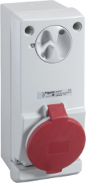 CEE wall socket, 4 pole, 16 A/380-415 V, red, 6 h, IP44, 83035