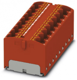 Distribution block, push-in connection, 0.2-6.0 mm², 18 pole, 32 A, 6 kV, red, 3273838