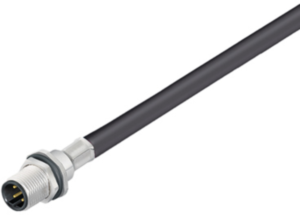 Sensor actuator cable, M12-flange plug, straight to open end, 5 pole, 2 m, PUR, black, 4 A, 1341230200