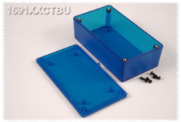 ABS enclosure, (L x W x H) 120 x 65 x 40 mm, blue/transparent, IP54, 1591XXCTBU