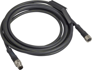 Sensor actuator cable, M8-cable plug, straight to M8-cable socket, straight, 3 pole, 1 m, PUR, black, 4 A, XZCR2705037R1