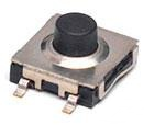 Short-stroke pushbutton, Form A (N/O), 50 mA/24 VDC, unlit , actuator (black, L 1.9 mm), 1.56 N, SMD