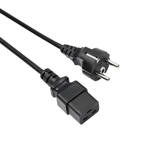 Power cord, Europe, CEE 7/7, straight on C19 jack, straight, black, 1.8 m