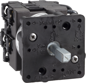 Switch block, Rotary actuator, 2 pole, 20 A, 690 V, (W x H x D) 45 x 45 x 77 mm, front mounting, K2B002AL