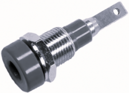 2 mm socket, flat plug connection, mounting Ø 6.4 mm, black, 23.0040-21