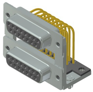 D-Sub socket, 15 pole, Dual port, equipped, socket header/socket header, angled, solder pin, 164A19929X