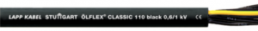 PVC control line ÖLFLEX CLASSIC 110 BLACK 0,6/1 kV 4 G 6.0 mm², AWG 10, unshielded, black