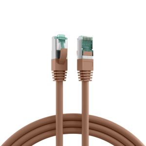 Patch cable, RJ45 plug, straight to RJ45 plug, straight, Cat 6A, S/FTP, LSZH, 1.5 m, brown