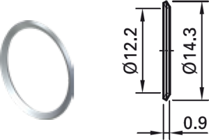 Washer, H 0.9 mm, inner Ø 12.2 mm, outer Ø 14.3 mm, nickel, 23.5108