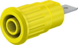 4 mm socket, flat plug connection, mounting Ø 12.2 mm, CAT III, CAT IV, yellow, 49.7073-24