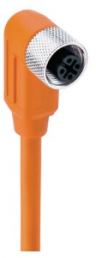 Sensor actuator cable, M12-cable socket, angled to open end, 4 pole, 10 m, PVC, orange, 4 A, 934703002
