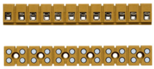Terminal block, 3 pole, 4.0 mm², clamping points: 6, yellow, screw connection, 32 A