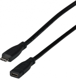 USB 3.2 extension cable, USB plug type C to USB socket type C, 1 m, black