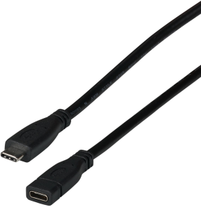 USB 3.2 extension cable, USB plug type C to USB socket type C, 0.2 m, black