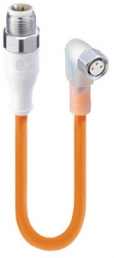 Sensor actuator cable, M12-cable plug, straight to M8-cable socket, angled, 3 pole, 5 m, TPE, orange, 4 A, 934753010