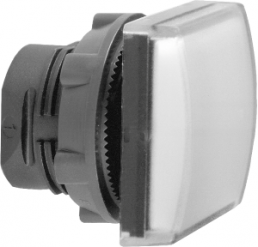 Signal light, waistband square, white, front ring black, mounting Ø 22 mm, ZB5CV013