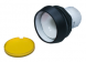 Push button, illuminable, groping, waistband round, yellow, front ring black, mounting Ø 16.2 mm, 1.30.070.021/1403