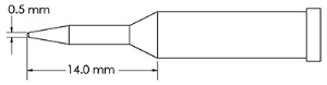 Soldering tip, conical, Ø 0.5 mm, (L) 14 mm, GT4-CN0005A