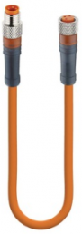 Sensor actuator cable, M8-cable plug, straight to M8-cable socket, straight, 3 pole, 0.6 m, PVC, orange, 4 A, 26070