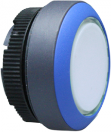 Pushbutton, illuminable, groping, waistband round, white, front ring blue, mounting Ø 22.3 mm, 1.30.270.901/2206