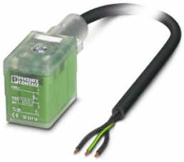 Sensor actuator cable, valve connector DIN shape B to open end, 3 pole, 1.5 m, PUR, black, 1 A, 1401340