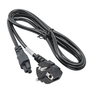 Power cord, Europe, CEE 7/7, straight on C5 jack, angled, black, 1.5 m