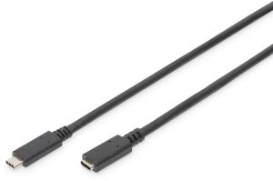 USB 3.1 extension cable, USB plug type C to USB socket type C, 0.7 m, black