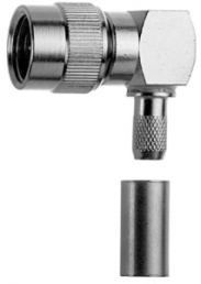 Mini UHF plug 50 Ω, UT-141, RG-402/U, EZ-141, solder/crimp connection, angled, 100027575