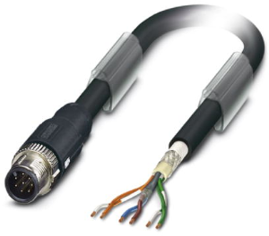 Sensor actuator cable, M12-cable plug, straight to open end, 6 pole, 2 m, TPV, black, 2 A, 1428490