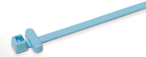 Cable tie with integrated RFID transponder, high frequency 13.56 MHz, polyamide, (L x W) 200 x 4.6 mm, bundle-Ø 1.5 to 50 mm, blue, -25 to 85 °C