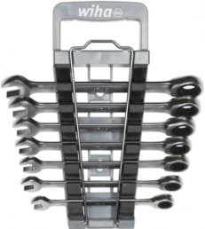Ring ratchet open-end wrench kit, 9-15 mm, 15°, 810 g, chromium-vanadium steel, 30390