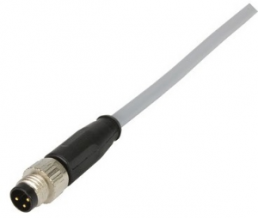 Sensor actuator cable, M8-cable plug, straight to open end, 3 pole, 0.5 m, PVC, gray, 21348000380005