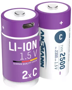 1313-0004 Ansmann Round Cell Batteries, 9V Block Batteries