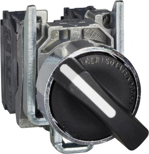 Selector switch, latching, black, front ring silver, 3 x 45°, mounting Ø 22 mm, XB4BD33EX