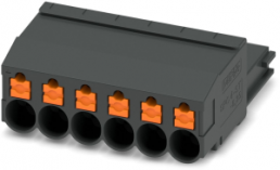 Socket header, 6 pole, pitch 6.35 mm, straight, black/orange, 1232904