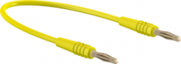 Measuring lead with (2 mm plug, spring-loaded, straight) to (2 mm plug, spring-loaded, straight), 150 mm, yellow, PVC, 0.5 mm²