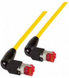 Patch cable, RJ45 plug, angled to RJ45 plug, angled, Cat 6A, S/FTP, LSZH, 0.5 m, yellow