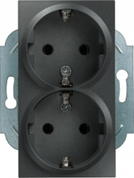 German schuko-style double socket outlet, metal, 16 A/250 V, Germany, IP20, 5UB2212-5