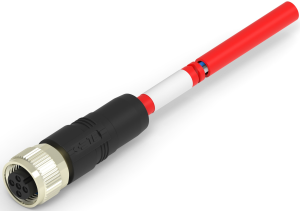 Sensor actuator cable, M12-cable socket, straight to open end, 4 pole, 4 m, PVC, red, 4 A, TAA543B1411-040
